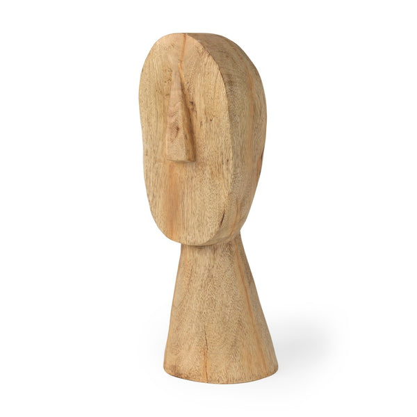 Mercana Ivan Hand-Carved Wooden Head Sculpture - Elegant Mango Wood Art Piece for Unique Home Decor Large 70129