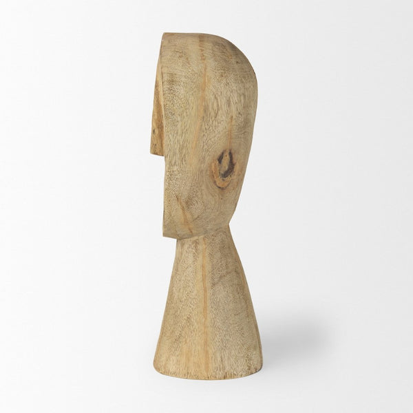 Mercana Ivan Hand-Carved Wooden Head Sculpture - Elegant Mango Wood Art Piece for Unique Home Decor Large 70129