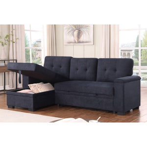 English Elm Woven Fabric Reversible Sleeper Sectional Sofa With Storage Chaise For Compact Living Spaces B016S00045-GIGA