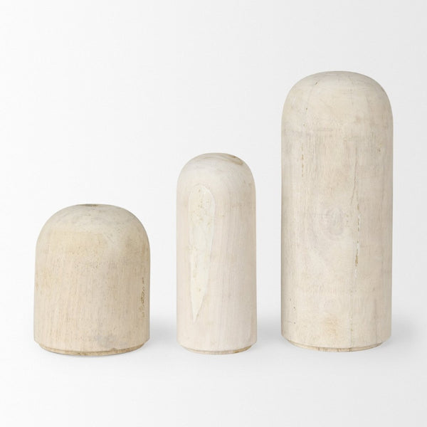 Mercana Knox Decorative Wood Tower - Coastal Charm for Modern and Rustic Interiors, Perfect for Shelves & Tables White Wash | Tall 70132