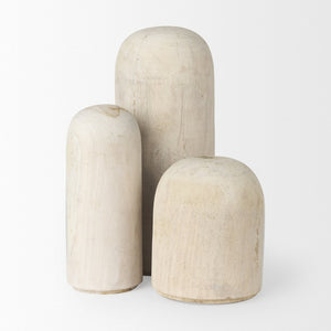 Mercana Knox Decorative Wood Tower - Coastal Charm for Modern and Rustic Interiors, Perfect for Shelves & Tables White Wash | Medium 70130