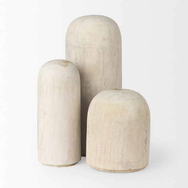 Mercana Knox Decorative Wood Tower - Coastal Charm for Modern and Rustic Interiors, Perfect for Shelves & Tables White Wash | Medium 70130