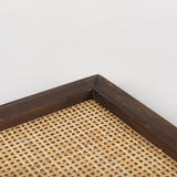 Mercana Silas Cane and Medium Brown Wood Rectangular Tray 70137