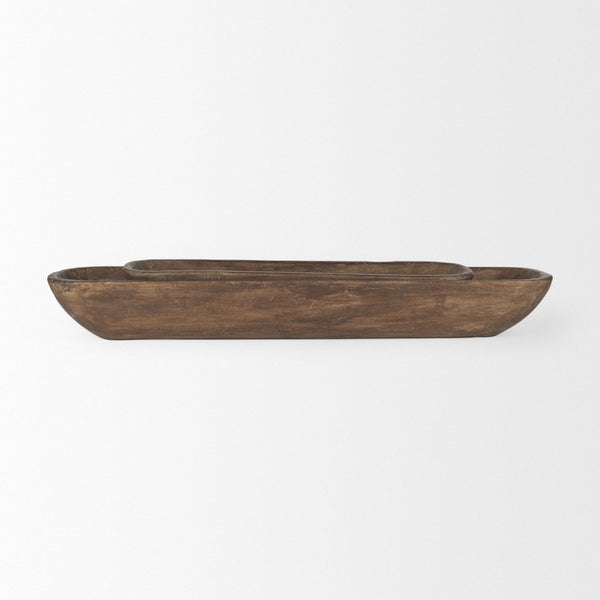 Mercana Athena Extra Large Reclaimed Wood Trays for Stylish Home Decor and Versatile Organization Solutions Medium Brown | Set of 2 70149