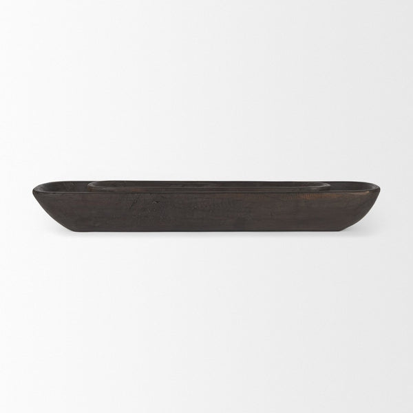 Mercana Athena Extra Large Reclaimed Wood Trays for Stylish Home Decor and Versatile Organization Solutions Black-Brown | Set of 2 70150