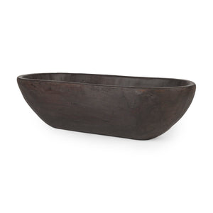 Mercana Athena Extra Large Hand-Carved Reclaimed Wood Bowl - Rustic Centerpiece for Contemporary Decor Black-Brown | Oblong 70158