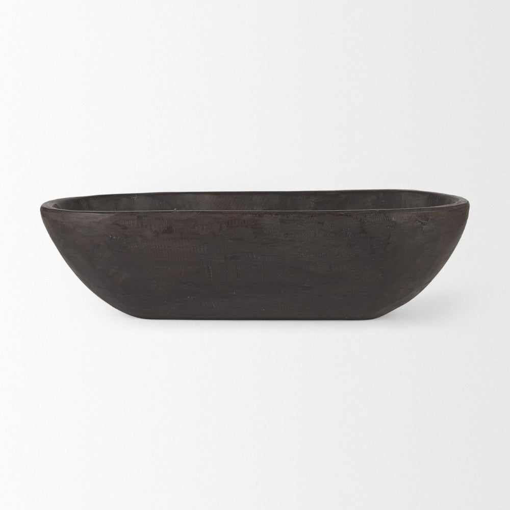 Mercana Athena Extra Large Hand-Carved Reclaimed Wood Bowl - Rustic Centerpiece for Contemporary Decor Black-Brown | Oblong 70158