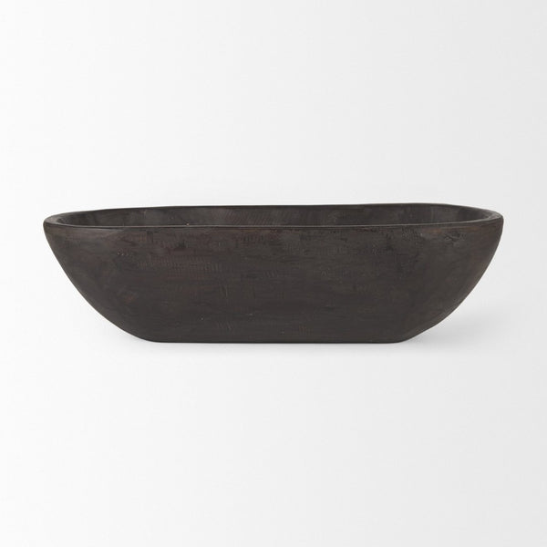 Mercana Athena Extra Large Hand-Carved Reclaimed Wood Bowl - Rustic Centerpiece for Contemporary Decor Black-Brown | Oblong 70158