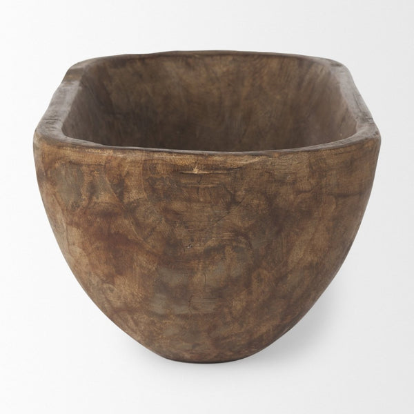 Mercana Athena Extra Large Hand-Carved Reclaimed Wood Bowl - Rustic Centerpiece for Contemporary Decor Medium Brown | Oblong 70160