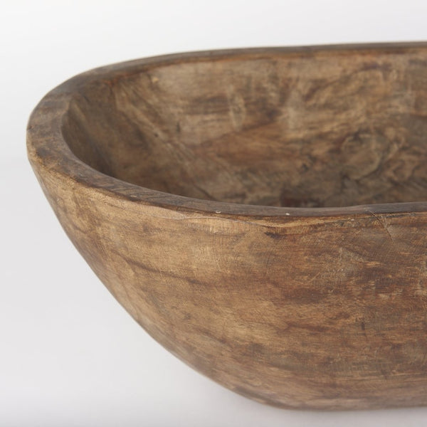 Mercana Athena Extra Large Hand-Carved Reclaimed Wood Bowl - Rustic Centerpiece for Contemporary Decor Medium Brown | Oblong 70160