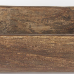 Mercana Athena Extra Large Hand-Carved Reclaimed Wood Bowl - Rustic Centerpiece for Contemporary Decor Medium Brown | Oblong 70160