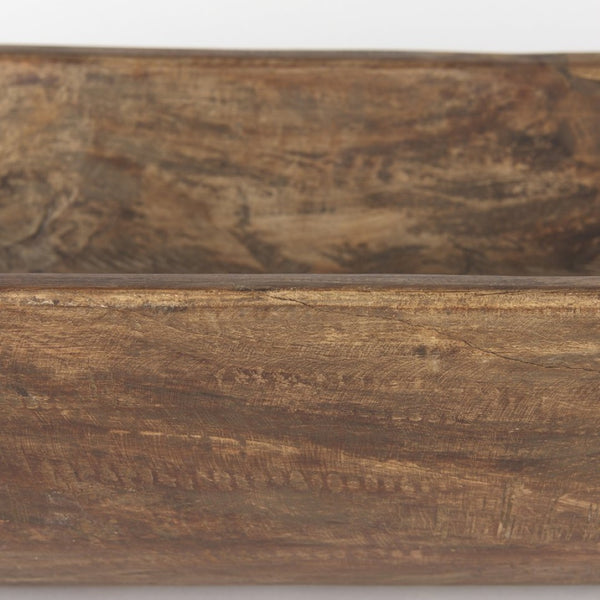 Mercana Athena Extra Large Hand-Carved Reclaimed Wood Bowl - Rustic Centerpiece for Contemporary Decor Medium Brown | Oblong 70160