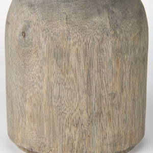 Mercana Knox Decorative Wood Cylinder - Modern Accent for Stylish Interiors, Perfect for Shelves & Tables Gray Wash | Short 70134