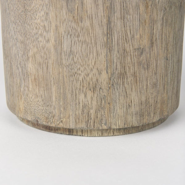 Mercana Knox Decorative Wood Cylinder - Modern Accent for Stylish Interiors, Perfect for Shelves & Tables Gray Wash | Short 70134