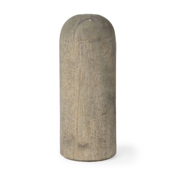 Mercana Knox Decorative Wood Cylinder - Modern Accent for Stylish Interiors, Perfect for Shelves & Tables Gray Wash | Tall 70135