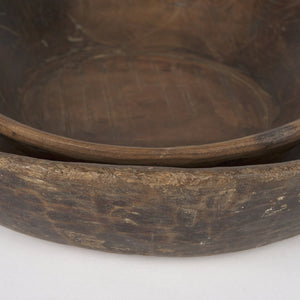 Mercana Nikita Large Reclaimed Wood Bowls - Rustic Centerpiece for Modern and Farmhouse Decor, Unique Design Medium Brown | Set of 2 70145