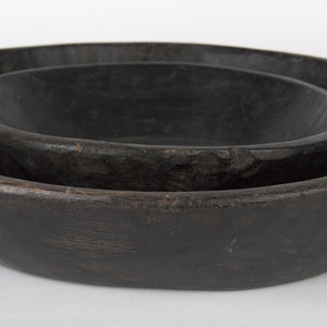 Mercana Nikita Large Reclaimed Wood Bowls - Rustic Centerpiece for Modern and Farmhouse Decor, Unique Design Black-Brown | Set of 2 70146