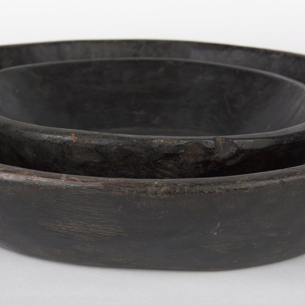 Mercana Nikita Large Reclaimed Wood Bowls - Rustic Centerpiece for Modern and Farmhouse Decor, Unique Design Black-Brown | Set of 2 70146