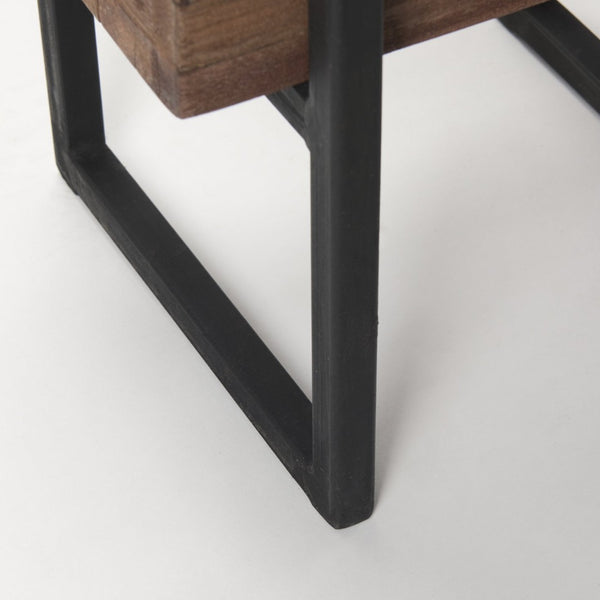 Mercana Jadine Set of 2 Rustic Wood Planters with Elegant Black Metal Frames for Indoor & Outdoor Decor Medium Brown | Rectangle 70157