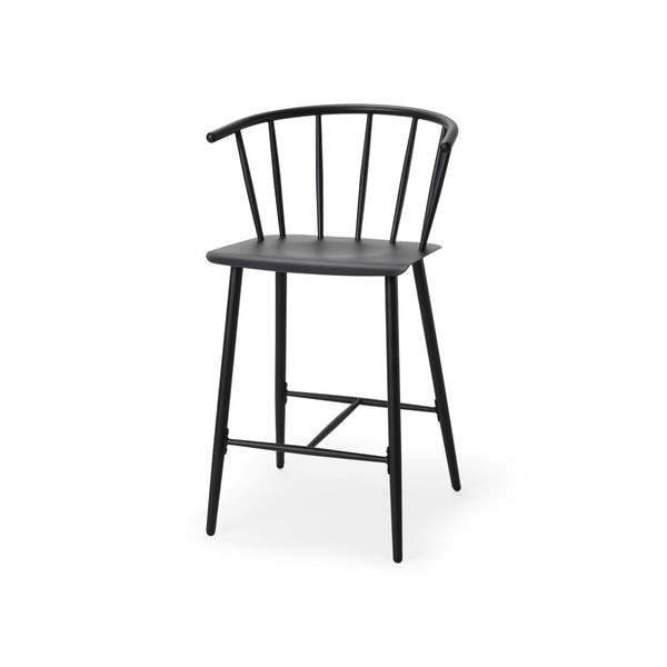 Mercana Colin Sleek Metal Counter Stool – Stylish Ergonomic Design for Kitchen and Dining Spaces, Matte Finish Black Metal | Counter 69842