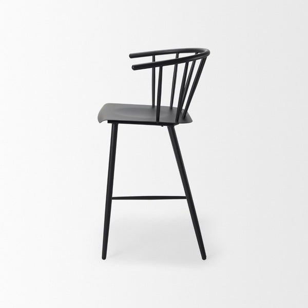 Mercana Colin Sleek Metal Counter Stool – Stylish Ergonomic Design for Kitchen and Dining Spaces, Matte Finish Black Metal | Counter 69842