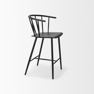 Mercana Colin Sleek Metal Counter Stool – Stylish Ergonomic Design for Kitchen and Dining Spaces, Matte Finish Black Metal | Counter 69842