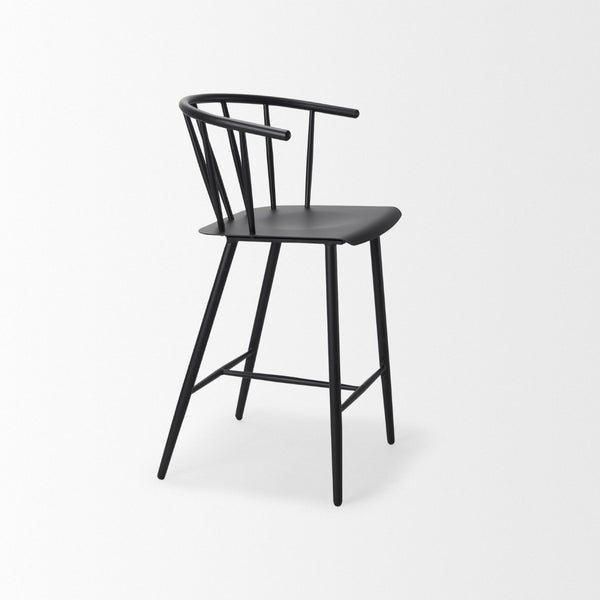 Mercana Colin Sleek Metal Counter Stool – Stylish Ergonomic Design for Kitchen and Dining Spaces, Matte Finish Black Metal | Counter 69842
