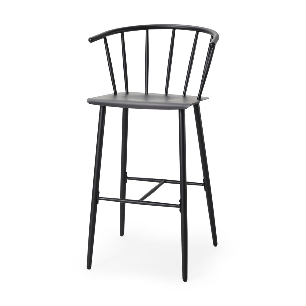 Mercana Colin Sleek Metal Counter Stool – Stylish Ergonomic Design for Kitchen and Dining Spaces, Matte Finish Black Metal | Bar 69843