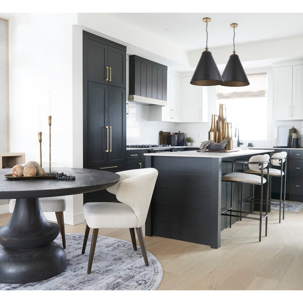 Mercana Niles Wingback Dining Chair - Elegant Cream Upholstery with Warm Wood Legs for Timeless Comfort Cream Fabric | Dark Brown Wood 69399