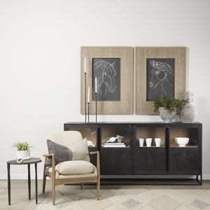 Mercana Sloan Modern Industrial Sideboard with Mango Wood & Glass, Versatile Storage for Chic Living Spaces 69886