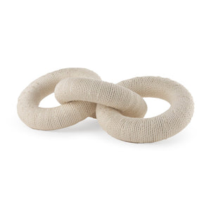 Mercana Alize Handcrafted Solid Wood Circular Chain Link Decorative Object for Coastal-Inspired Decor Cotton Rope Wrapped 70126