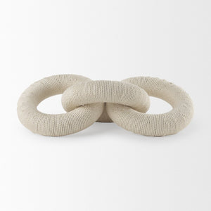 Mercana Alize Handcrafted Solid Wood Circular Chain Link Decorative Object for Coastal-Inspired Decor Cotton Rope Wrapped 70126