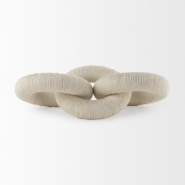 Mercana Alize Handcrafted Solid Wood Circular Chain Link Decorative Object for Coastal-Inspired Decor Cotton Rope Wrapped 70126