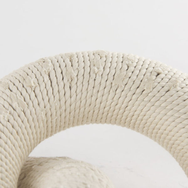 Mercana Alize Handcrafted Solid Wood Circular Chain Link Decorative Object for Coastal-Inspired Decor Cotton Rope Wrapped 70126