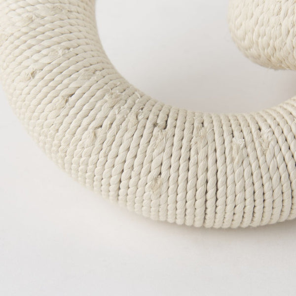 Mercana Alize Handcrafted Solid Wood Circular Chain Link Decorative Object for Coastal-Inspired Decor Cotton Rope Wrapped 70126