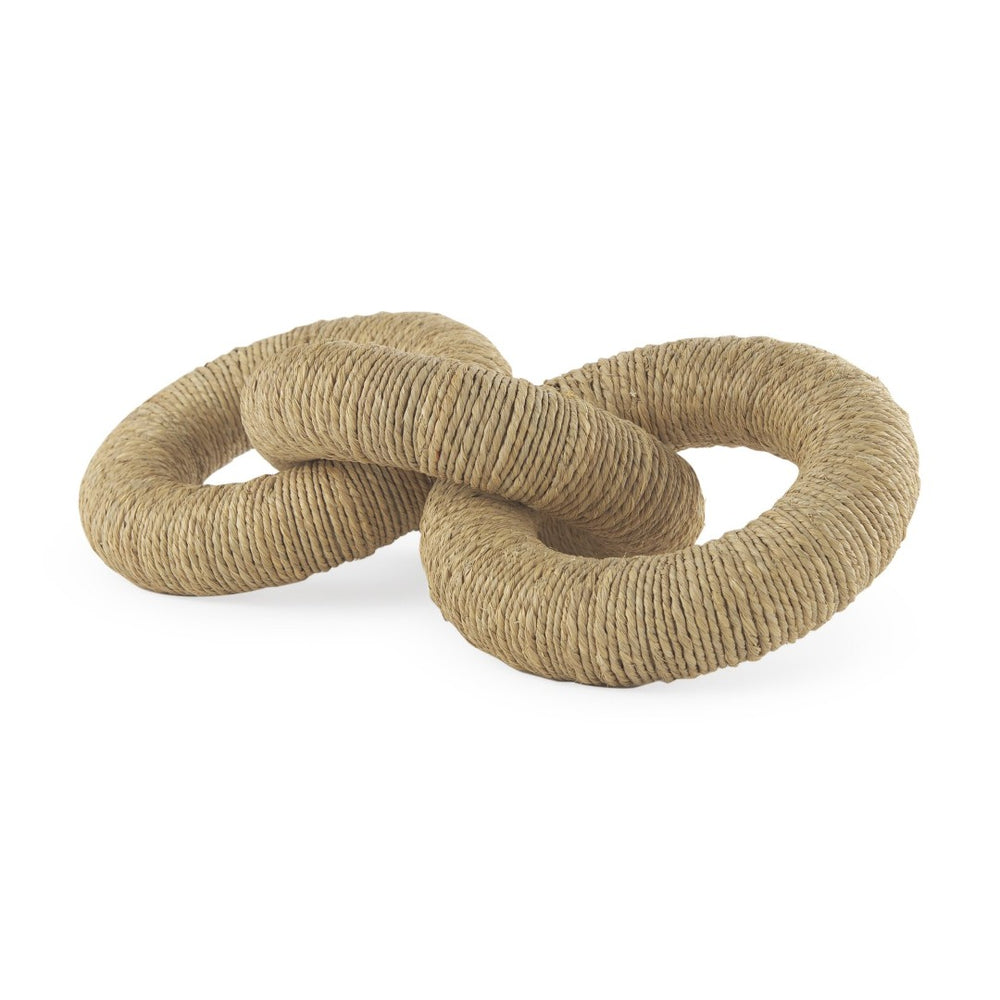 Mercana Alize Handcrafted Solid Wood Circular Chain Link Decorative Object for Coastal-Inspired Decor Jute Wrapped 70127