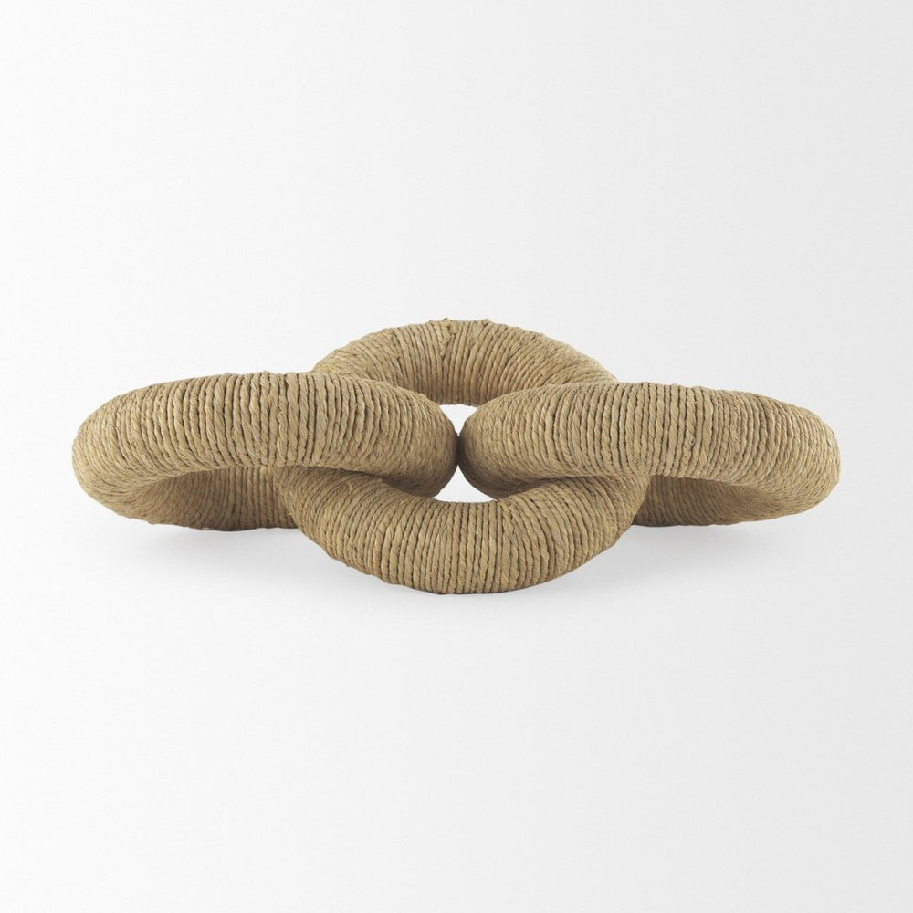 Mercana Alize Handcrafted Solid Wood Circular Chain Link Decorative Object for Coastal-Inspired Decor Jute Wrapped 70127