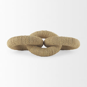 Mercana Alize Handcrafted Solid Wood Circular Chain Link Decorative Object for Coastal-Inspired Decor Jute Wrapped 70127