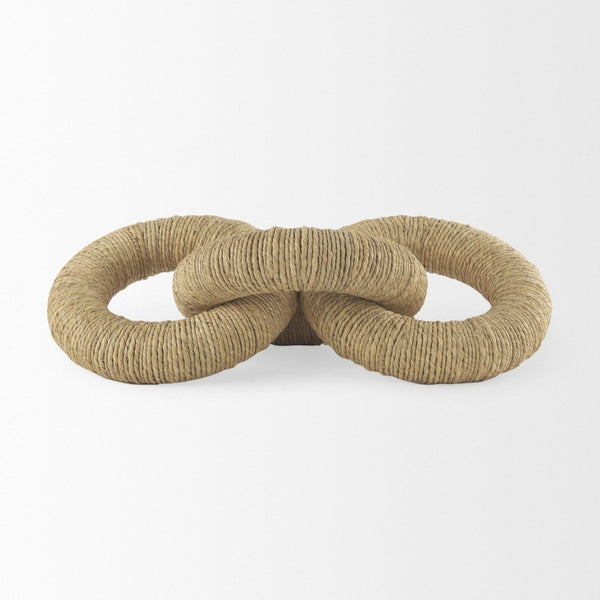 Mercana Alize Handcrafted Solid Wood Circular Chain Link Decorative Object for Coastal-Inspired Decor Jute Wrapped 70127