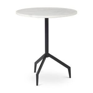Mercana Serre End Table - Modern Industrial Style with Unique Marble Top and Sturdy Matte Base for Any Space White Marble | Black Metal 70106