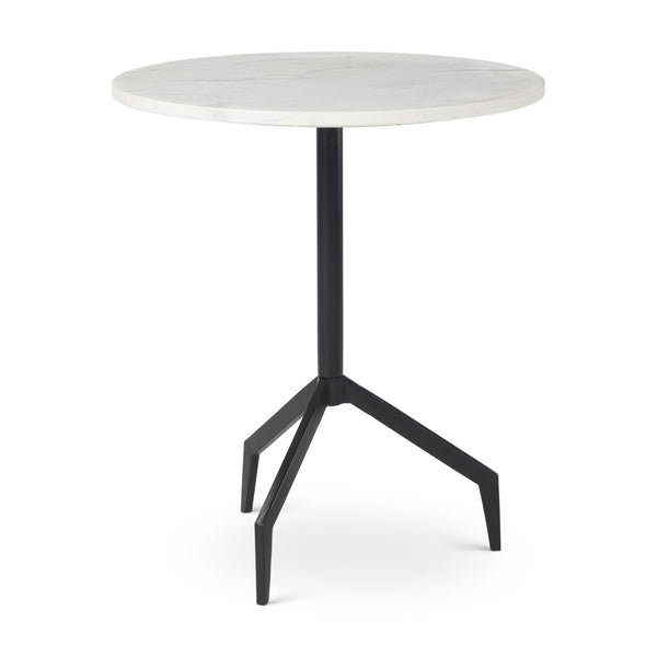 Mercana Serre End Table - Modern Industrial Style with Unique Marble Top and Sturdy Matte Base for Any Space White Marble | Black Metal 70106
