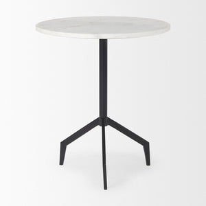 Mercana Serre End Table - Modern Industrial Style with Unique Marble Top and Sturdy Matte Base for Any Space White Marble | Black Metal 70106