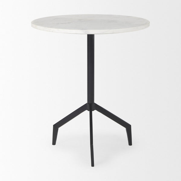 Mercana Serre End Table - Modern Industrial Style with Unique Marble Top and Sturdy Matte Base for Any Space White Marble | Black Metal 70106