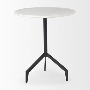 Mercana Serre End Table - Modern Industrial Style with Unique Marble Top and Sturdy Matte Base for Any Space White Marble | Black Metal 70106