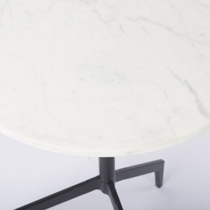 Mercana Serre End Table - Modern Industrial Style with Unique Marble Top and Sturdy Matte Base for Any Space White Marble | Black Metal 70106
