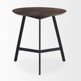 Mercana Todd Dark Brown Wood W/ Metal Legs Side Table 70107