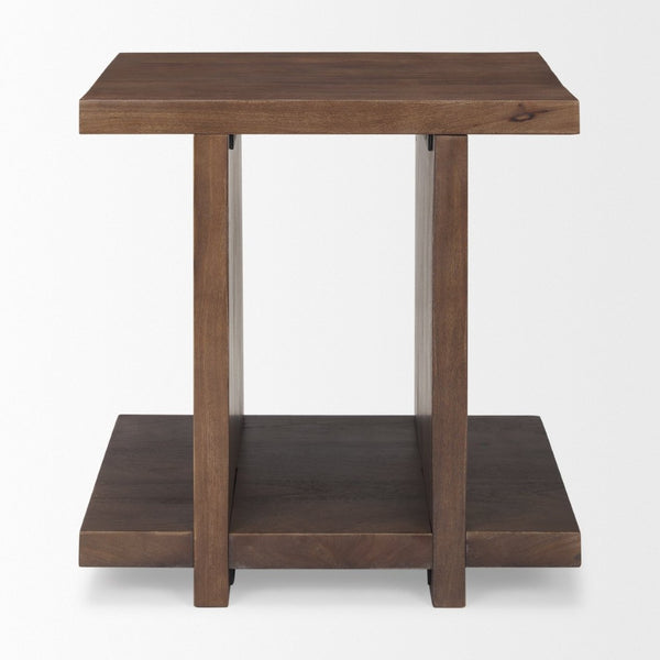 Mercana Nohr Handcrafted Solid Mango Wood Accent Table with Unique Grain for Timeless Style and Function Medium Brown 70108