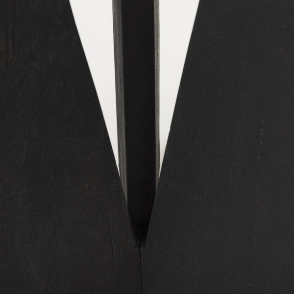 Mercana Mattius Modern Accent Table with Sculptural Three-Legged Base for Stylish Living Space Decor Black Wood 70110