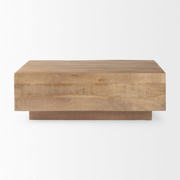 Mercana Hayden Minimalist Rectangular Coffee Table in Light Brown Wood - Elegant Centerpiece for Any Room Light Brown Wood | Rectangular 70116