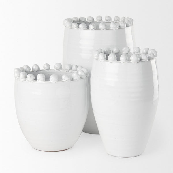 Mercana Basin Elegant Glazed Ceramic Vase - Timeless Accent for Modern, Farmhouse, and Coastal Decor Off-White | Small 70162